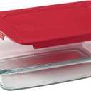Pyrex Easy Grab 2-Qt Glass Baking Dish with Lid, Tempered Glass Baking Dish with Large Handles, Non-Toxic, BPA-Free Lid, Dishwashwer, Microwave, Freezer and Pre-Heated Oven Safe