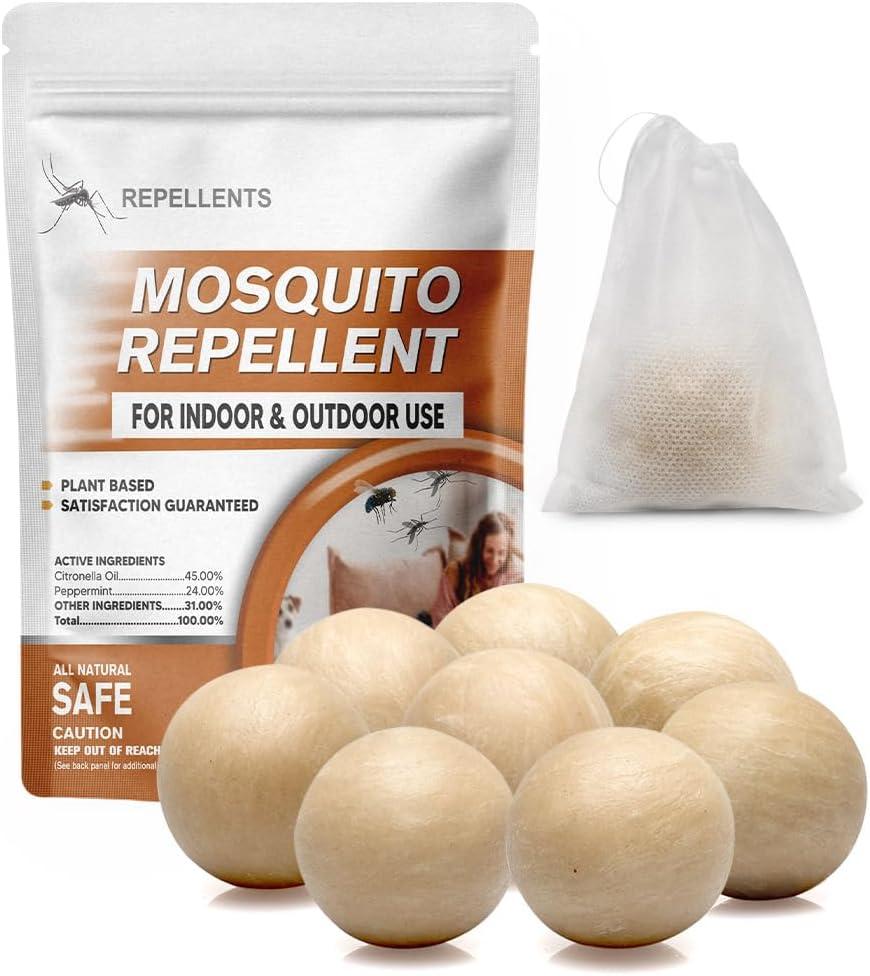 Mosquito Repellent Outdoor Patio, Mosquito Repellents Indoors, Natural Mosquito Repellent Balls, Mosquitoes Repellant for Yard/Camping, Mosquito Deterrent,120 ft and 60-90 Days-8P