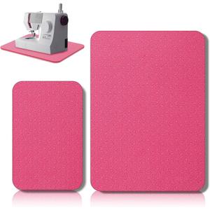 2 Pcs Sewing Machine Muffling Mat Pedal Sewing Mat Reduce Vibrations Noise No Slip Machine Accessories for Quilting(15" X 20" and 9" X 14",Red Pink)