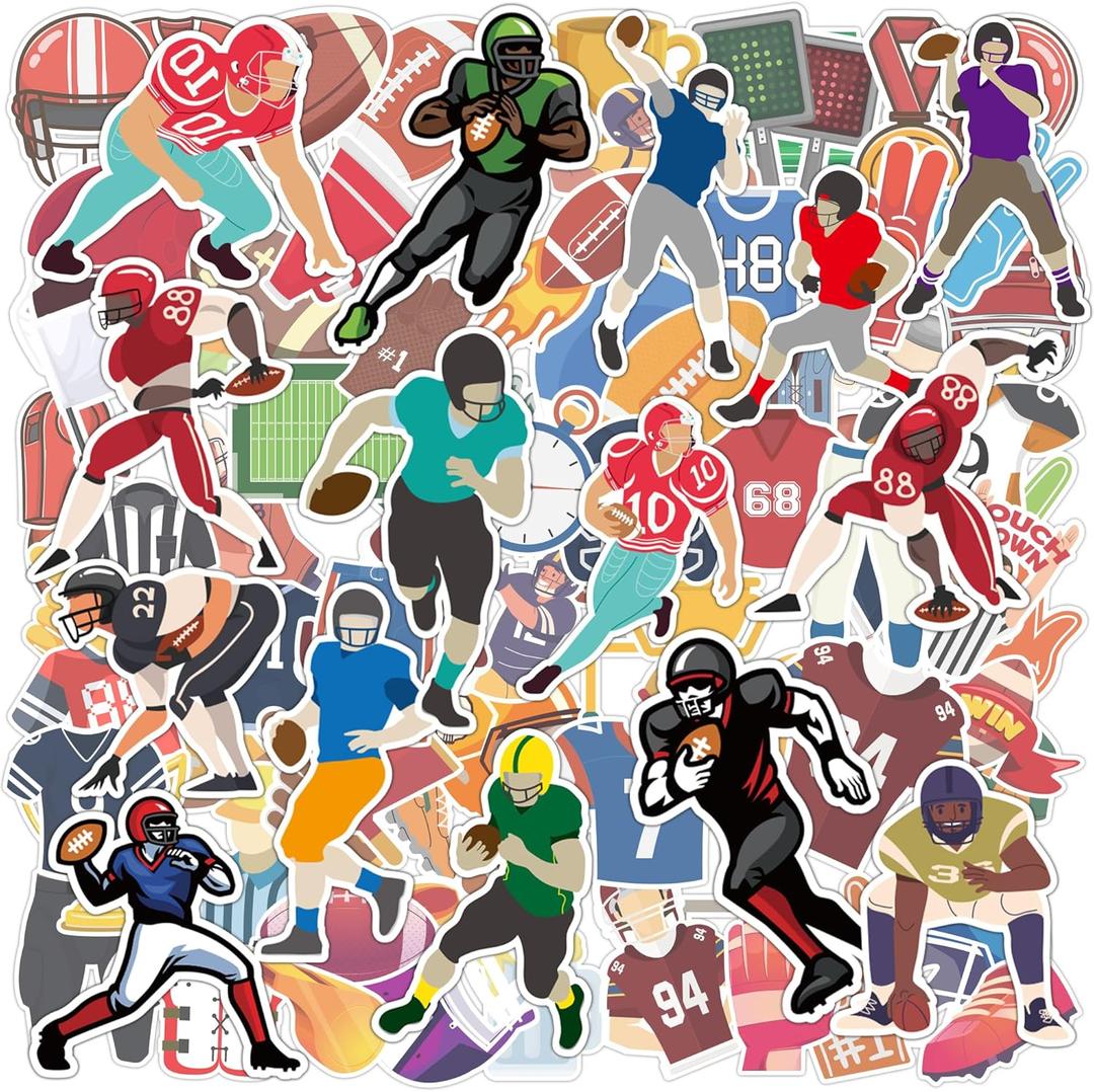 5 x Football Stickers for Kids - 100 PCS Football Party Decorations for Super Game Bowl 2027 | Game Day Party Favors Supplies Decor - Toys Games Gifts Crafts for Toddlers