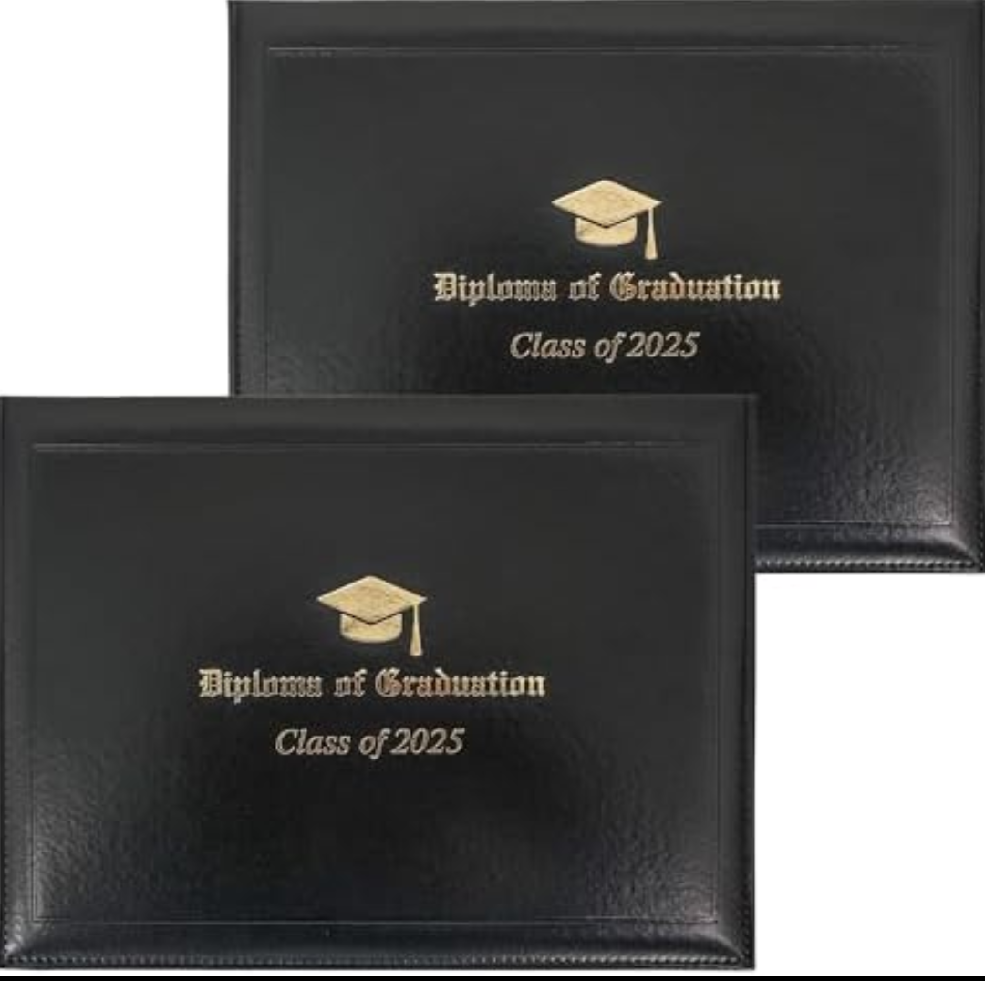 GraduationMall Leatherette Imprinted Diploma Cover for Certificate 8.5"x 11" Class of 2026 Padded Graduation Diploma Holder Black,4 Packs