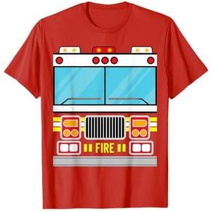 Fire Truck Costume Simple Easy Halloween Group Costume T-Shirt, Large 