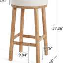 Christopher Knight Home Aubrie Counter Height Bar Stools Set of 2, Boucle Fabric Round Bar Stool for Kitchen Island, Wooden Backless Dining Room Chair, Counter Stool with Footrest, Natural+Milky White