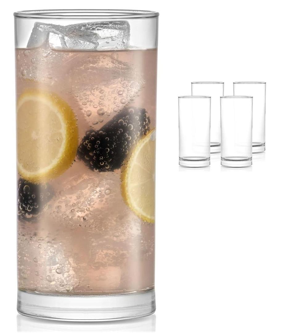 Libbey Province Tumbler and Rocks Glass Set, Elegant Drinkware Glasses Set of 4, Tall Drinking Glasses for Everyday Use or Any Special Occasion, 15.2 Ounces