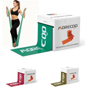 MORECOO 25 Yard Resistance Band Roll, 100% Natural Latex Exercise Bands for Physical Therapy, Progressive 3-Level Workout Bands Set (Red 3.7lb, Green 4.6lb, Brown 14.2lb) for Rehab, Pilates & Strength