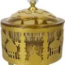 Ramadan Tray with Lid Eid Mubarak Dinner Plate Tray Ramadan Serving Tray Muslim Islamic Dessert Trays Tableware Dessert Metal Platters Candy Storage Container Pastry Dessert Display Holder (Golden)