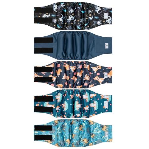 ZINGTERRA 4 Pack Dog Diapers Male,Reusable Leakproof Pet Soft Dog Belly Band Wraps,High Absorbency Male Dog Diaper,Wider Washable Belly Band for Doggy Incontinence and Puppy Training Size L