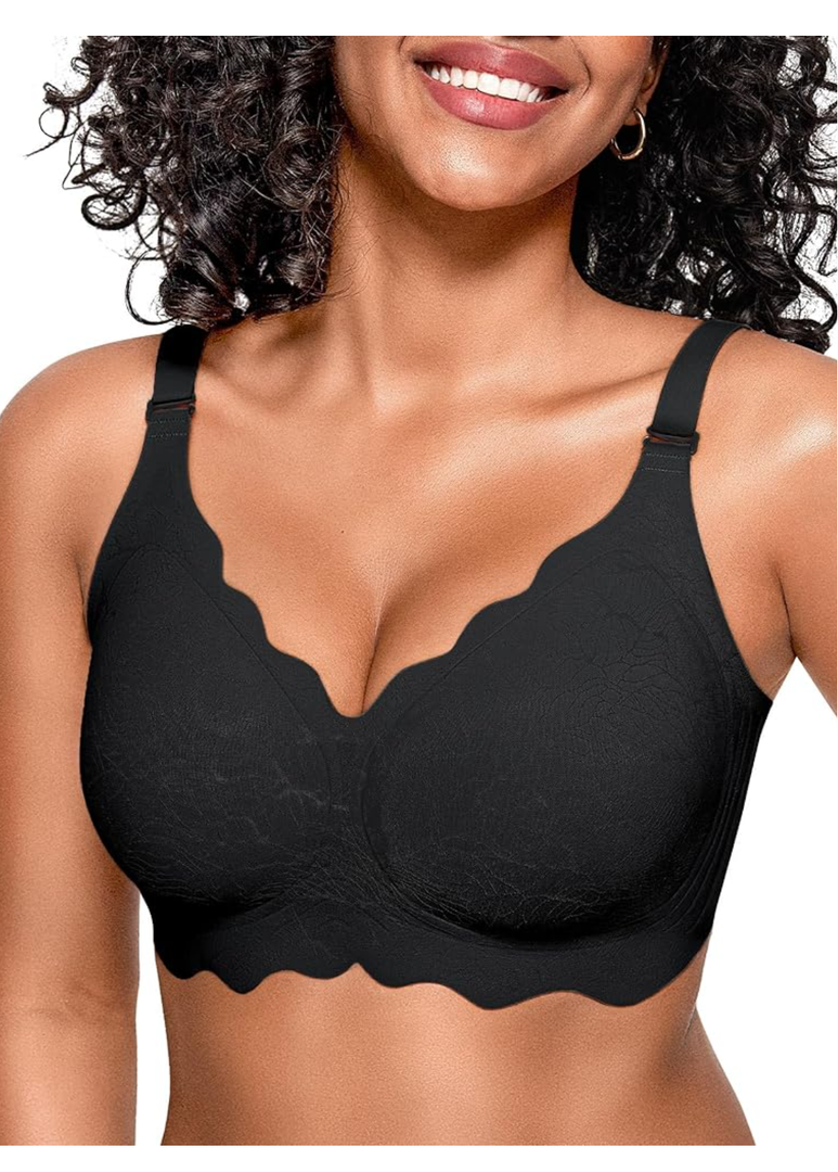 OEAK Women Bras No Underwire Scalloped Push Up Buttery Soft Tshirt Bra Seamless Full Coverage Convertible Everyday Bra
Size M