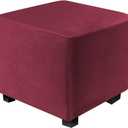DUJUIKE Ottoman Covers Slipcover Square Ottoman Covers Protector for Footrest Foot Stool Furniture Stretch Comfortable Velvet with Elastic Bottom(Size S/Length&Width:13-18"/Height:15-18",Burgundy Red)