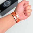 Magnetic Leather Band Compatible with Compatible with Samsung Galaxy Watch 8 40mm/44mm/Classic 46mm 2025,Magnetic Replacement Strap for Galaxy Watch 8 Women Men ((Epsom) Orange band+Silver Buckle)