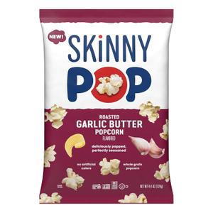 SkinnyPop Roasted Garlic Butter Popcorn, Whole Grain Gluten-Free Snack, 4.4 oz Bag (EXP 07/18/26)