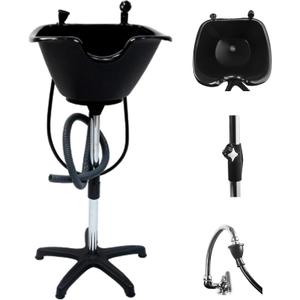 Dompel Portable Shampoo Bowl – Washing Unit & Hair Sink for Salons, Home Care, Seniors & Disabled – Chrome Steel Structure, Adjustable Height, 22L Capacity