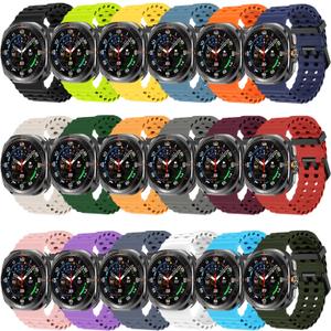 Sport Silicone Bands Compatible for Samsung Galaxy Watch Ultra 47mm (2025/2024), Breathable Wristband Waterproof Replacement Soft Silicone Strap for Men Women (18 colors)