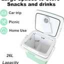 Iceblue Electric Cooler, 26 Liters/28 Cans Mini Fridge with Automatic Locking Handle, 120V AC Home Power Cord & 12V Car Adapter Car Refrigerator, Car Fridge for Home, Car, Gift (Green)