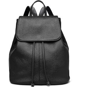 BOYATU Womens Full-Grain Leather Backpack Purse, Minimal Structured Design, Work Commuter & City Travel, Compact Everyday Essentials (Black)