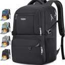 Insulated Lunch Backpack Fit 17" Laptop, Work Backpack with Lunch Box & USB Charging Port for Men & Women, Water Resistant College Computer Bag for Travel, Business, Hiking (Black)