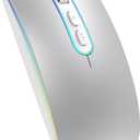 cimetech Rechargeable Wireless Mouse, 2.4G & BT Slim Mouse for MacBook with USB Receiver, Silent Click, 1600 DPI for Office Travel Mac Air Pro/PC/Laptop/Computer (Silver)