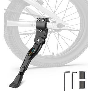 Bike Kickstand Adjustable Aluminium Alloy children Bicycle Kickstand Bike Side Kickstand Fit for 16" 18" 20" Kids Bike stand/Road Bike/BMX/MTB (Black for 16-18-20 inch bike)