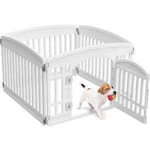 NEWBULIG Dog Playpen 4-Panel, 24IN Puppy Playpen, Stable Dog Play Pen Indoors/Outdoor with Secure Locking Door, Plastic Pet Fence for Small & Medium Dogs (White)