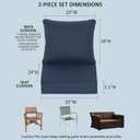 22x24 Inch Outdoor Deep Seat Cushions Set of 2,Thick High-Density Foam, Water-Resistant, Piped Edges & YKK Hidden Zipper for Patio Furniture,Blue, 22"x24"x5.1" 2sets