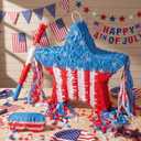 Lunmon 17.7 Inch Patriotic Piata Decorations 4th of July Piata with Blindfold Stick and Confetti for Independence Day Fourth of July USA Classroom Party Supplies Centerpiece Decor (Exquisite)