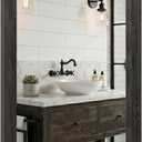 24"x36" Black Bathroom Mirror for Wall, Rustic Charred Wood Texture Vanity Mirror, Industrial Farmhouse Decor Mirror for Over Sink & Living Room, Horizontal/Vertical