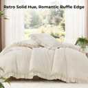 Litanika Comforter Full Size Set Beige, 3 Pieces Ruffle Lightweight Bedding Comforter Set, Fluffy Bed Set (79x90In Comforter, 2 Pillowcases)
