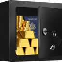 0.23 Cub Small Safes for Home, Steel Security Lock Box with Spare Keys and Anchor Design, Hidden Safe Box for Money Medicine Valuables
