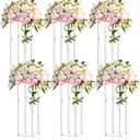 Geetery 6 Pieces Tall Acrylic Vase Wedding Centerpieces Clear Flower Stand Column Geometric Floral Vase Elegant Display Holder for Birthday Party Wedding Table Decorations (20 Inch)