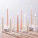 Glasseam Glass Tapered Candlestick Holders: 10Pcs Small Taper Candle Holders Bulk Clear Candle Sticks Holder Decor Short Modern Candle Holder for Table Centerpiece Wedding Christmas Dinner Party 