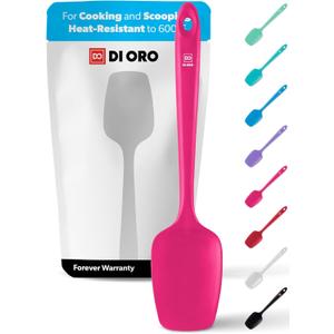 DI ORO Silicone Spoon Spatula - 600F Heat-Resistant Large Silicone Spoonula Scraper - BPA Free Nonstick Cookware Safe Rubber Kitchen Utensil for Baking, Cooking, & Mixing - Dishwasher Safe (Magenta)