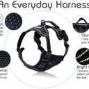 rabbitgoo Dog Harness No Pull with 2 Leash Clips, Adjustable Soft Padded, Reflective Oxford No Choke Pet Vest with Easy Control Handle for Large Dogs, Black, L