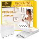 EMITEVER Picture Hanging Strips Heavy Duty, Damage Free Hanging Picture Hangers, Picture Hanging Kit, Hanging Hooks Without Nails, Medium Wall Strips Adhesive Poster Sticky White 40-Pairs (80 Strips)