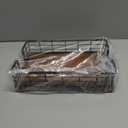 Wican Guest Towel Holder Tray for Bathroom, Oak and Iron Napkins Holder for Powder Room Dinning Table Wooden Basket for Disposable Paper Hand Towels Black & Walnut (9.06 x 5.51 x 2.56 inchs)