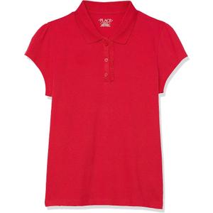 The Children's Place Girls' Uniform Pique Polo (X-Large, Ruby)