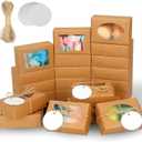 COTOPHER Soap Box, 100Pcs Small Soap Packaging Boxes 3.5x2.35x1.2 Inch Mini Kraft Boxes with Window Soap Boxes for Homemade Soap Candy Chocolate Bakery Cookies Soap Packaging (Brown)