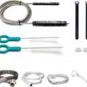 Jakia CPAP Tube Hose Cleaning Brush Kit 7 ft Strong Flexible Spring Body with Double Brush Heads Each 8.7" and 6.7“ Diameters Plus Two 7" Handy Brushes, 2 Bandage Ties and 2 Hose Bushing