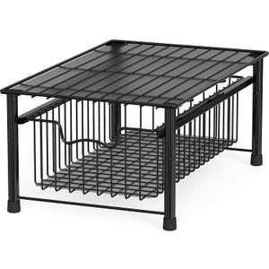 Simple Houseware Stackable Basket Drawer, Black (1-Tier)