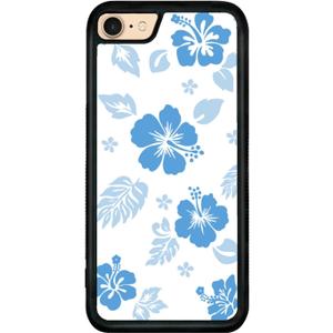 for iPhone SE 2020 iPhone 8 iPhone 7 Case Cute Kawaii Blue Hibiscus Hawaiian Flower Floral Aesthetic Phone Case for Girls Preppy Women