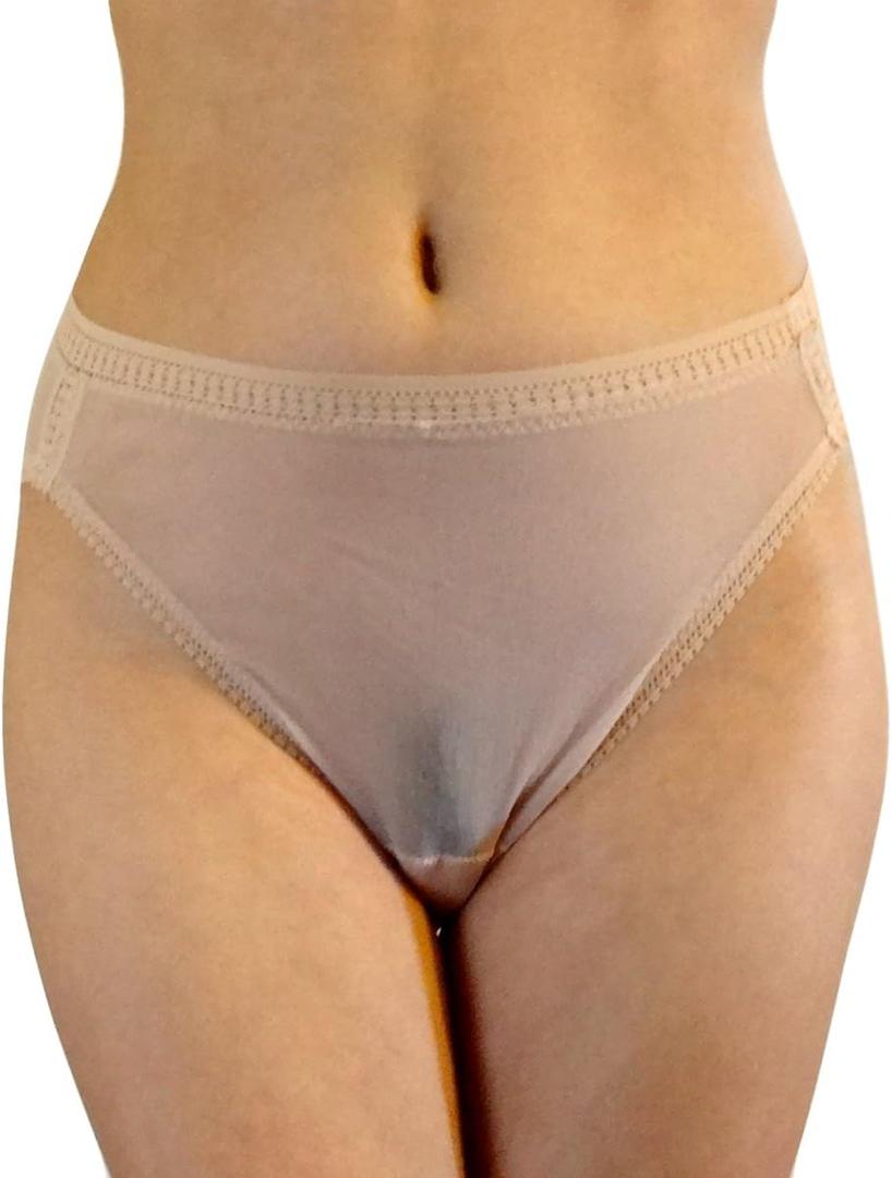 On Gossamer Women's Gossamer Mesh Hi-Cut Brief Panty,Champagne,Medium