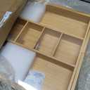 KitchenEdge Adjustable Bamboo Kitchen Drawer Organizer for Utensils and Junk, Expandable to 28 inches Wide, 9 Compartments