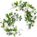 Ling's moment 2Pack 2ft White & Sage Artificial Flowers Garland Lantern Flower Centerpieces Wedding Aisle Decor Chair Flowers Arch Floral for Mantel Signs DIY Table Wall Window Cake Decoration