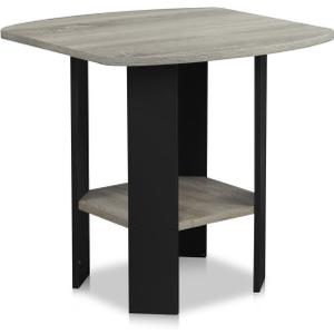 Furinno Simple Design End/SideTable, 1-Pack, French Oak Grey/Black (1-Pack, 2 Tiers, French Oak/Black)