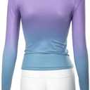Hafailia Long Sleeve Shirts for Women - Casual Y2K Basic Tops Crewneck Slim Fit Tshirt Tees Purple Gray XS (Purple, XS)