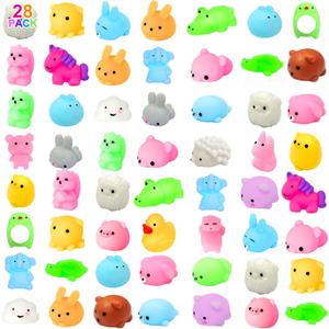 28 Pack Easter Mochi Squishies Toys, Easter Basket Stuffers Mini Kawaii Squishy Fidget Toys for Kids Toddlers School Classroom Exchange Gifts Stress Relief Fidget Squeeze Toys for Easter Party Favor