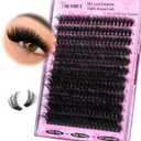 Yawamica Fluffy Lash Clusters Thick 200D Volume Eyelash Clusters 14-20mm Wispy Individual Lashes D Curly Cluster Eyelash Extensions 240pcs DIY Lash Extension for Beginners