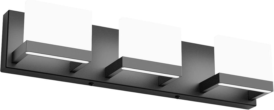 Tipace Black LED Vanity Lighting Fixture Modern 3 Lights Vanity Lights for Bathroom Black Bathroom Wall Light Fixtures 6000K (Matte Black-Non Dimmable)