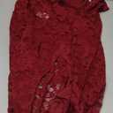 SweatyRocks Women's Sheer Floral Lace V Neck Bodysuit Long Sleeve Slim Fit Jumpsuits (Medium, Burgundy)