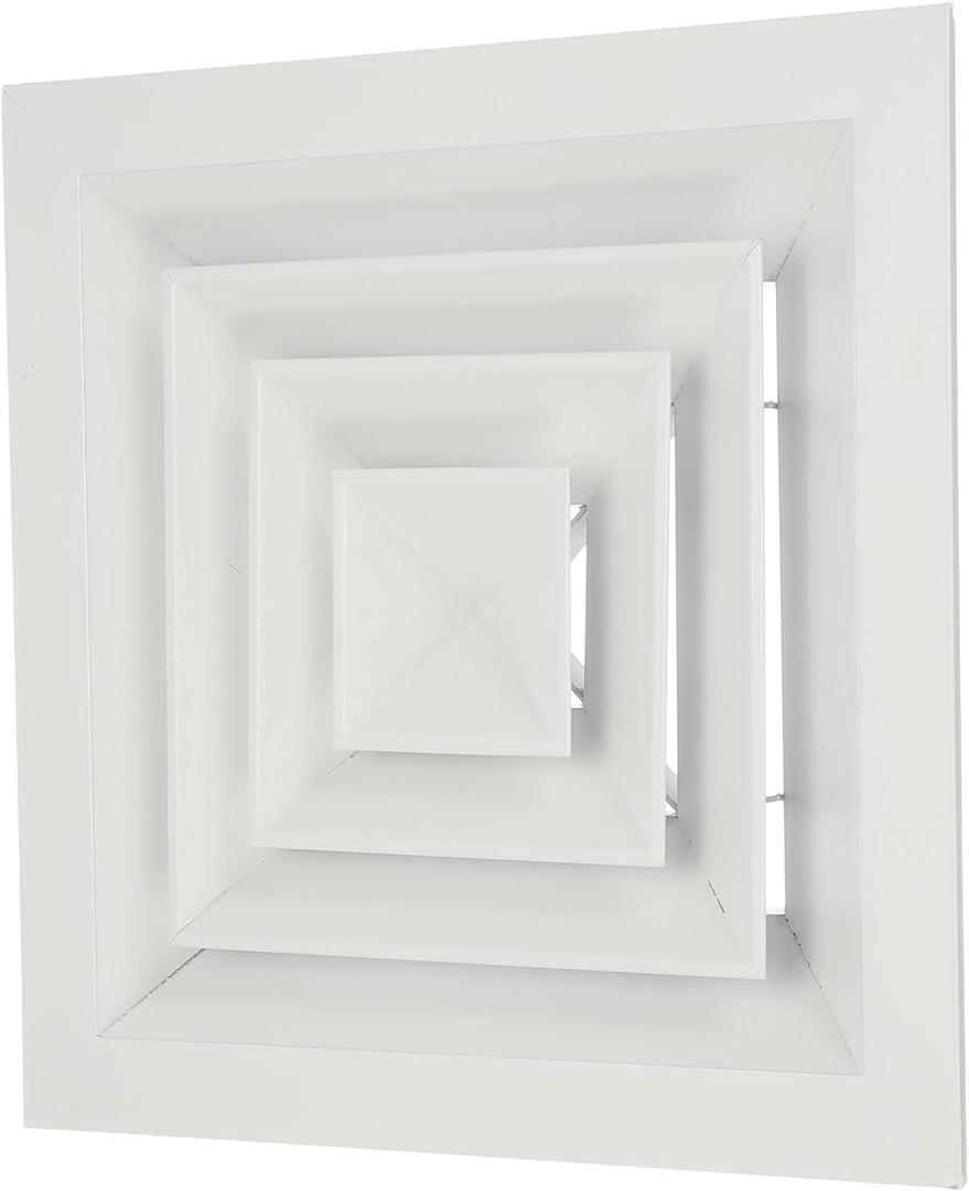 PATIKIL 7" x 7" Square Ceiling Diffuser, Aluminum Square Vent Cover HVAC Ceiling Diffuser for HVAC System Horizontal Flow Duct Industrial Home Office, White, 10" x 10" Ducting Opening Size