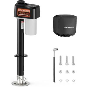 Electric Trailer Jack to 7500LBS,RV Electric Tongue Jack with Built-in Spirit Level for Travel Trailer, 10.24-33.46 Inch Extended,IP65 Waterproof Buttons,5.9 Inch Foot Pad